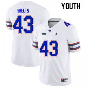 Youth Florida Gators #43 Jake Sheets NCAA Nike White Authentic Stitched College Football Jersey UOA7362BZ